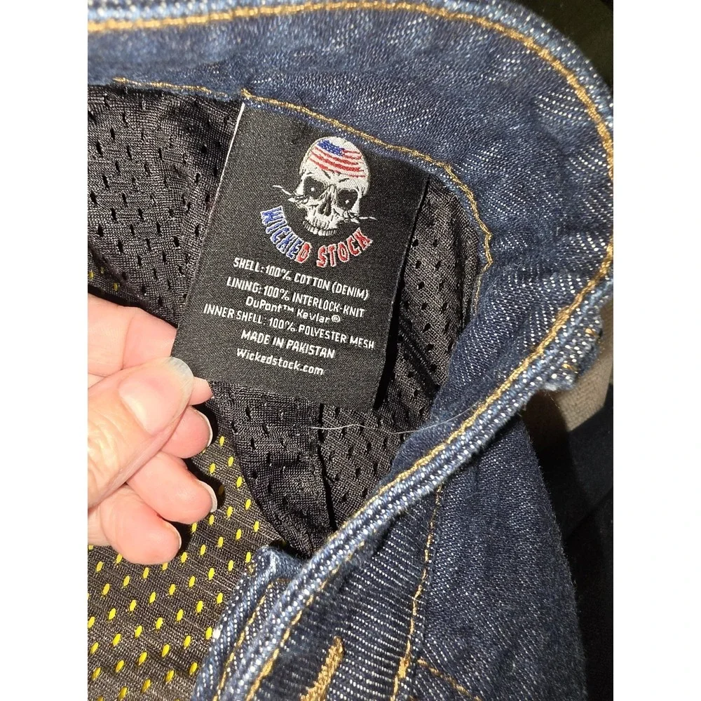 Wicked Stock Biker Jeans Size 42 x 32 Blue Denim Moto Pants Armor Ready USA Made